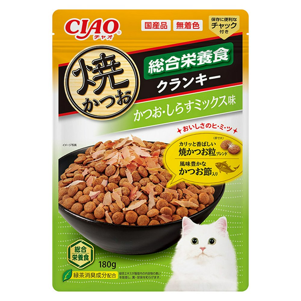 CIAO 焼かつおクランキー総合栄養食 かつお節入り かつおしらすミックス味 180g