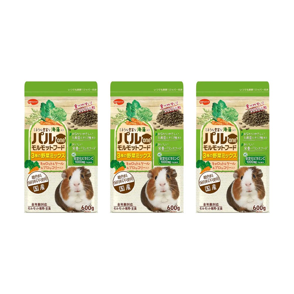 日本ペットフード パルONE モルモットフード 3種の野菜ミックス 600g×3