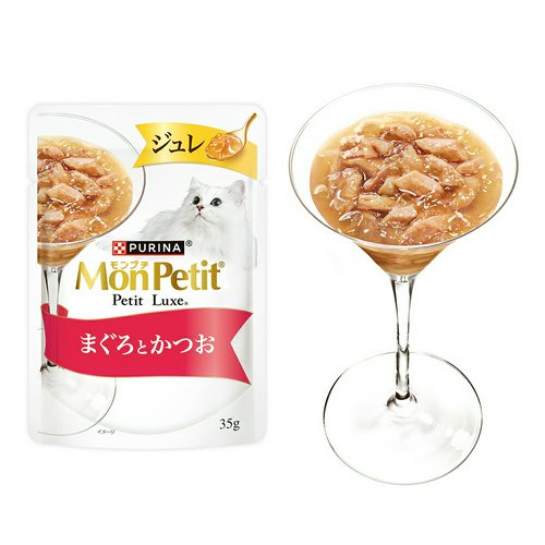 モンプチ プチリュクスパウチ ジュレ 2種のアソート まぐろとかつお&まぐろとかつおのささみ添え 8P×6