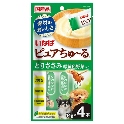 いなば ピュアちゅ~る とりささみ 緑黄色野菜入り 14g×4本