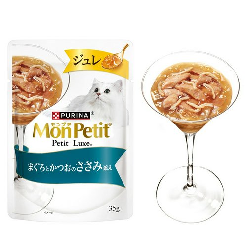 モンプチ プチリュクスパウチ ジュレ 2種のアソート まぐろとかつお しらす添え&ささみ添え 8P