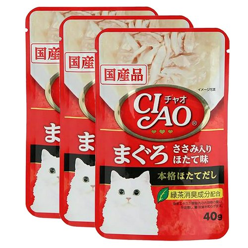 いなば CIAO チャオ まぐろ ささみ入り ほたて味 40g×3袋