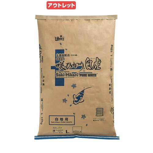 賞味期限:2025年06月19日 鯉の餌 キョーリン 咲ひかり白虎 白地用 浮上 L 15kg 錦鯉 餌 飼料 訳あり