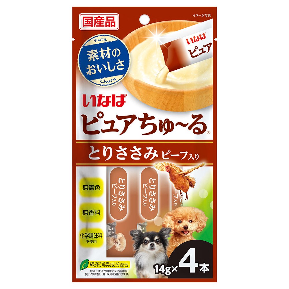いなば ピュアちゅ~る とりささみ ビーフ入り 14g×4本